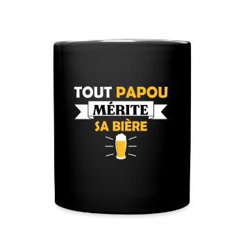 Tout papou mérite sa bière t-shirt humoristique - Mug uni - noir - Devant
