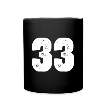 33 Zahl Trikot - Tasse einfarbig - Schwarz - Vorne