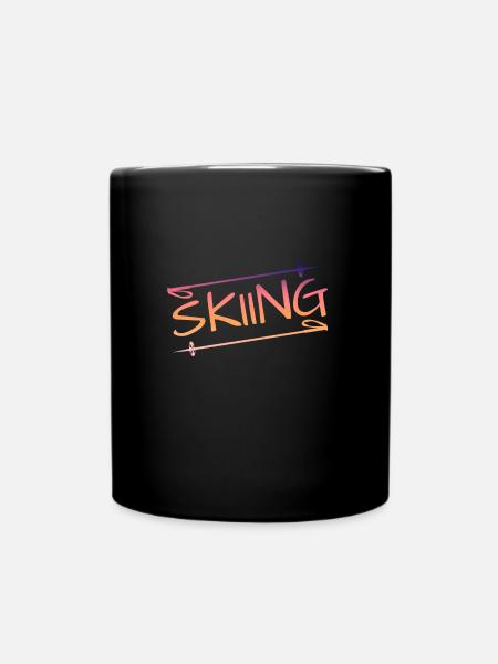 Skiing skiing - Tasse einfarbig - Schwarz