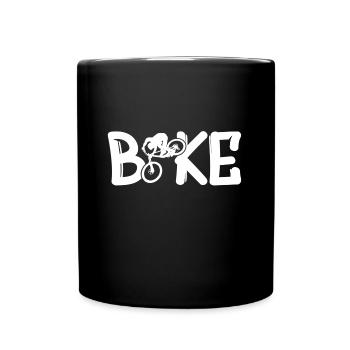 biken, bike, downhill - Tasse einfarbig - Schwarz - Vorne