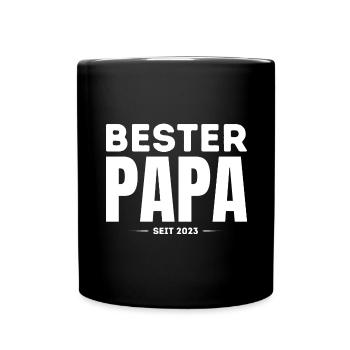 Bester Papa seit 2023 Vatertag Geschenk - Tasse einfarbig - Schwarz - Vorne