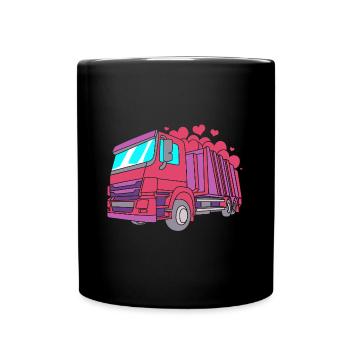 Mülleimer Müllwagen Müllauto Müllmann - Tasse einfarbig - Schwarz - Vorne