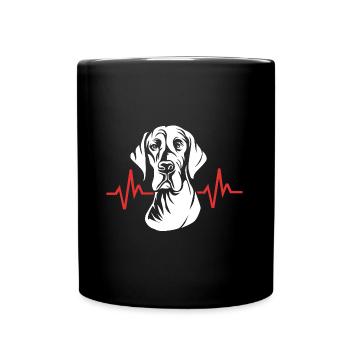 Deutsche Dogge Herzschlag - Tasse einfarbig - Schwarz - Vorne