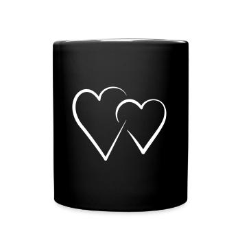 à double coeur - Mug uni - noir - Devant