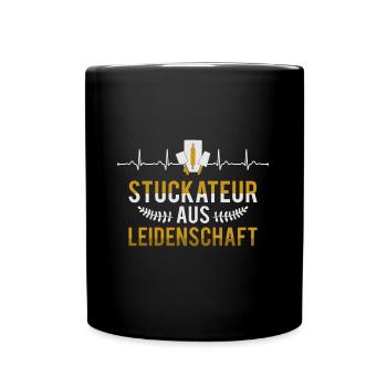 Stuckateur Leidenschaft Gipser Herzschlag - Tasse einfarbig - Schwarz - Vorne