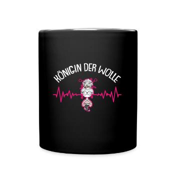 Stricken Herzschlag Häkeln Strickerin - Tasse einfarbig - Schwarz - Vorne