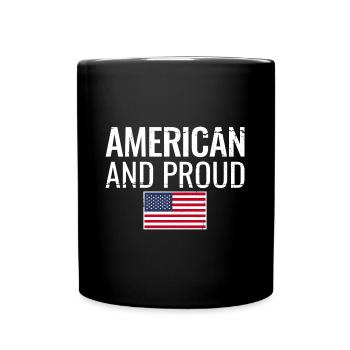 American And Proud USA Flagge Amerikanisch - Tasse einfarbig - Schwarz - Vorne