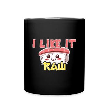 Kawaii Japanese Food Salmon Salmon Sushi Roll - Mug uni - noir - Devant