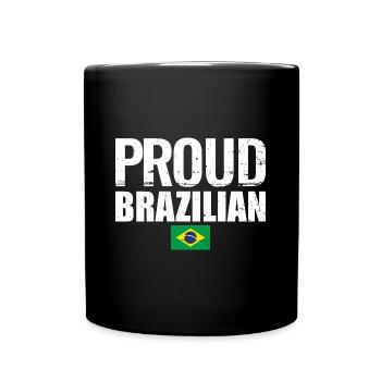 Proud Brazilian Brazilian Brazil Flag - Full Colour Mug - black - Front