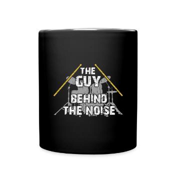 Boys love drums - the boy on the drum kit - Full Colour Mug - black - Front
