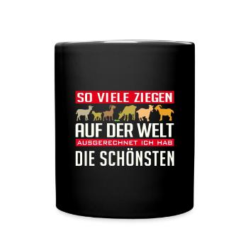 Ich habe die schönsten Ziegen - Tasse einfarbig - Schwarz - Vorne