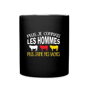 Plus je connais les hommes plus j'aime mes vaches - Mug uni - noir - Devant