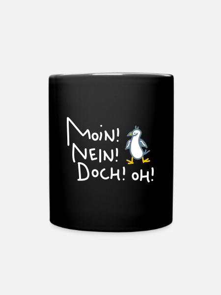 Lustige Moin Möwe - Tasse einfarbig - Schwarz