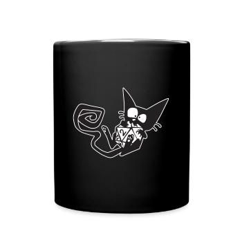 Dice Cat Funny Role Playing Cat RPG - Full Colour Mug - black - Front