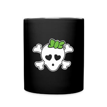 Piratenbräu crâne avec noeud de cheveux - Mug uni - noir - Devant