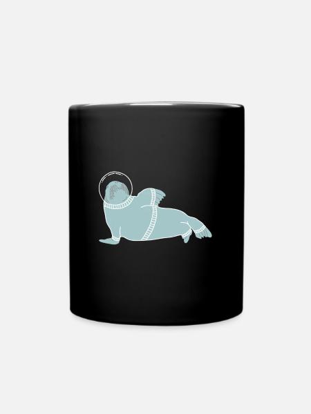 Robbe Seehund Seelöwe Walross Geschenke - Tasse einfarbig - Schwarz