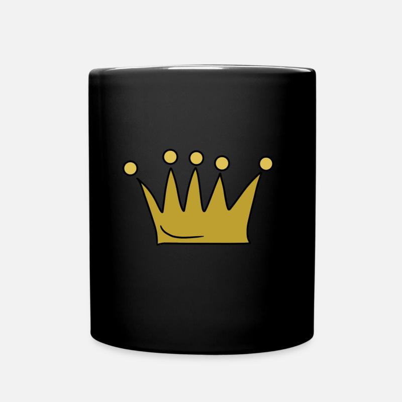 Emoji crown crowns sketch gold - Full Colour Mug - black
