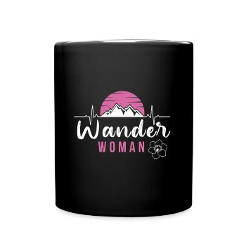 Wander Woman for hiker and mountaineer - Full Colour Mug - black - Front