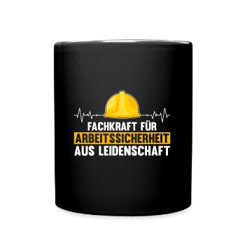 Arbeitssicherheit Leidenschaft Herzschlag Sifa - Tasse einfarbig - Schwarz - Vorne