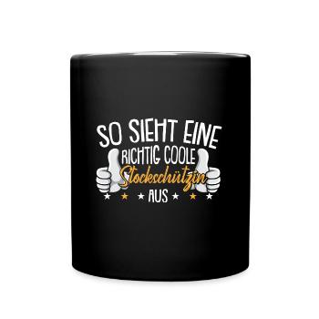 Eisstockschießen coole Stockschützin Stockschießen - Tasse einfarbig - Schwarz - Vorne