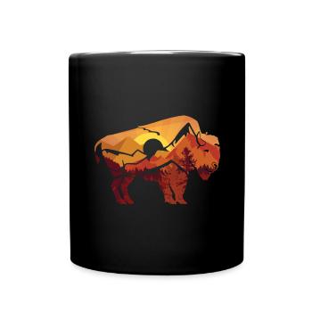 Nature Panorama - Buffalo - Sunset - Hiking - - Full Colour Mug - black - Front
