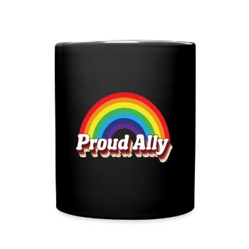 Proud Ally Pride Gay LGBT Day Month Parade Rainbow - Full Colour Mug - black - Front