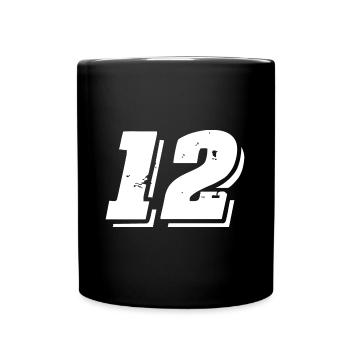 12 Zahl Symbol - Tasse einfarbig - Schwarz - Vorne