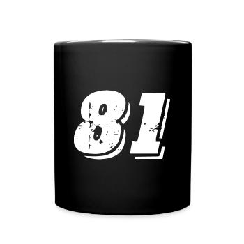 81 Zahl Symbol - Tasse einfarbig - Schwarz - Vorne