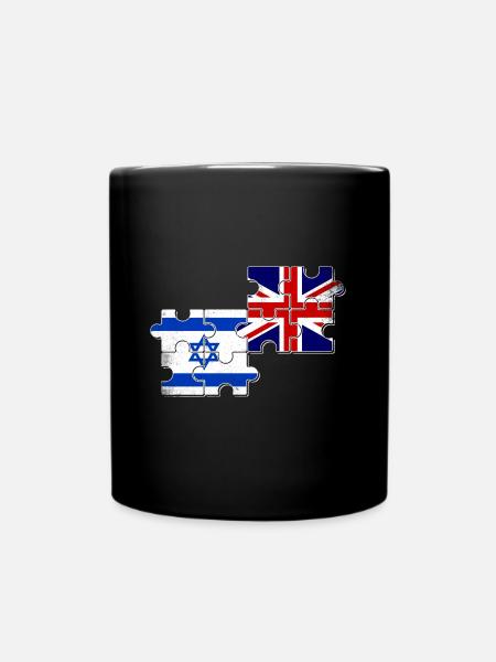Israel UK Flag Israeli British - Full Colour Mug - black