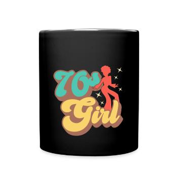 70er Jahre Mädchen 70s Girl Hippie - Tasse einfarbig - Schwarz - Vorne