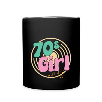 70er Jahre Mädchen 70s Girl Hippie - Tasse einfarbig - Schwarz - Vorne