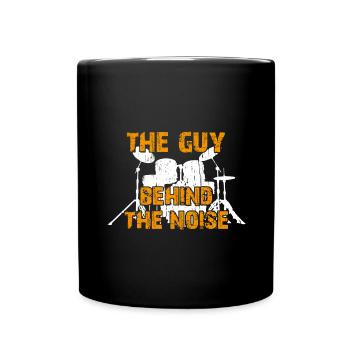 Boys love drums - the boy on the drum kit - Full Colour Mug - black - Front