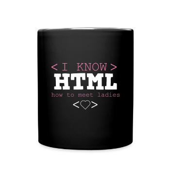 HTML Editor Hypertext Markup Language Web Document - Full Colour Mug - black - Front