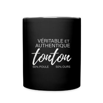 Tonton ours et poule - Mug uni - noir - Devant