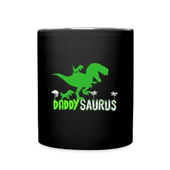 Dinosaurier Geschenk Daddysaurus 2 Zwei Kinder. - Tasse einfarbig - Schwarz - Vorne