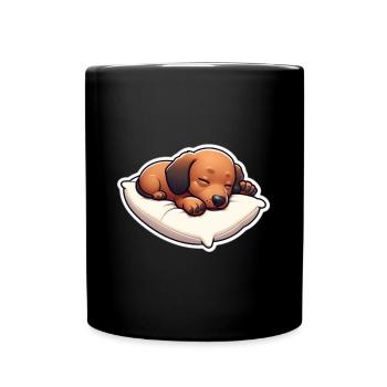 Sleepy wiener dog - Tasse einfarbig - Schwarz - Vorne