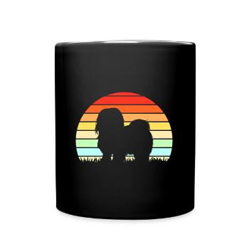 Lhasa Apso Hund - Tasse einfarbig - Schwarz - Vorne