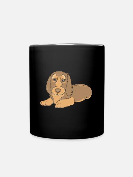 Dachshund Rauhaardackel - Tasse einfarbig - Schwarz