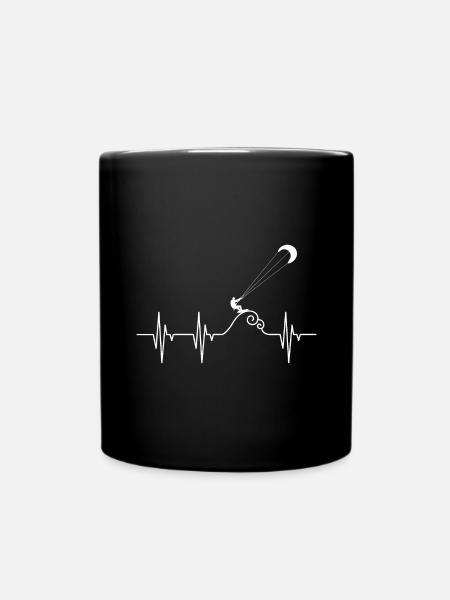 Kitesurfer Herzschlag - Tasse einfarbig - Schwarz