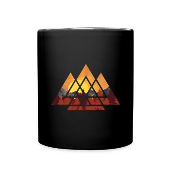 Sunset - Geometric - Hiking - Mountains - Camping - Full Colour Mug - black - Front