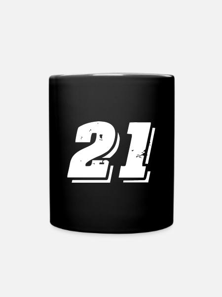 21 Zahl Symbol - Tasse einfarbig - Schwarz