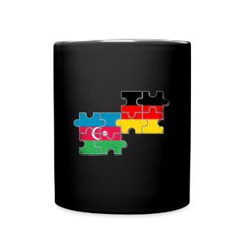 Aserbaidschan Deutschland Flagge Deutsch - Tasse einfarbig - Schwarz - Vorne