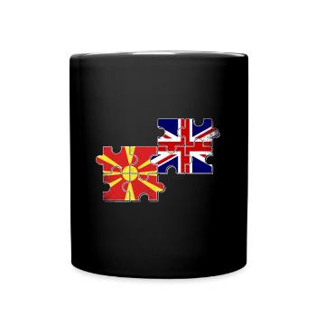 Nordmazedonien Großbritannien Flagge - Tasse einfarbig - Schwarz - Vorne