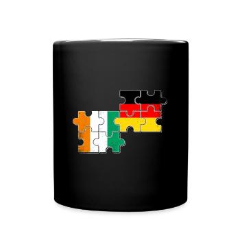 Elfenbeinküste Deutschland Herzschlag Flagge - Tasse einfarbig - Schwarz - Vorne