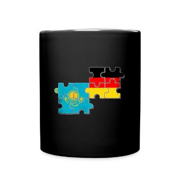 Kasachstan Deutschland Flagge - Tasse einfarbig - Schwarz - Vorne