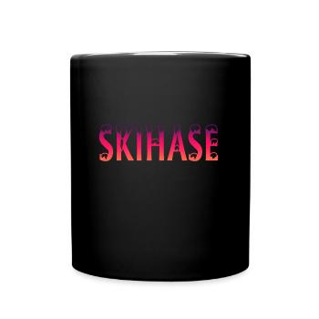Skihase Spruch Ski - Tasse einfarbig - Schwarz - Vorne
