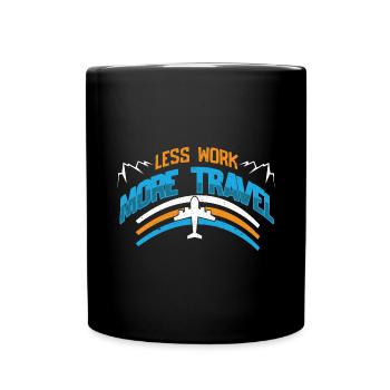 Urlaub Reisen Flugzeug Sonne Meer Strand - Tasse einfarbig - Schwarz - Vorne