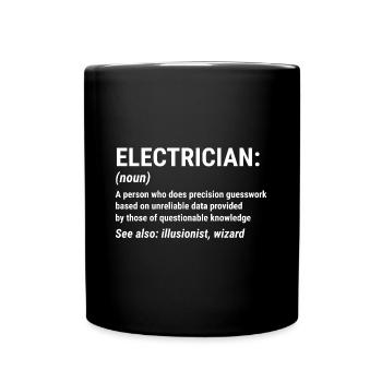 Funny Electrician Definition Wizard Gifts T-Shirt - Full Colour Mug - black - Front