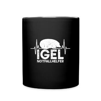Igel Herzschlag Stacheltier - Tasse einfarbig - Schwarz - Vorne