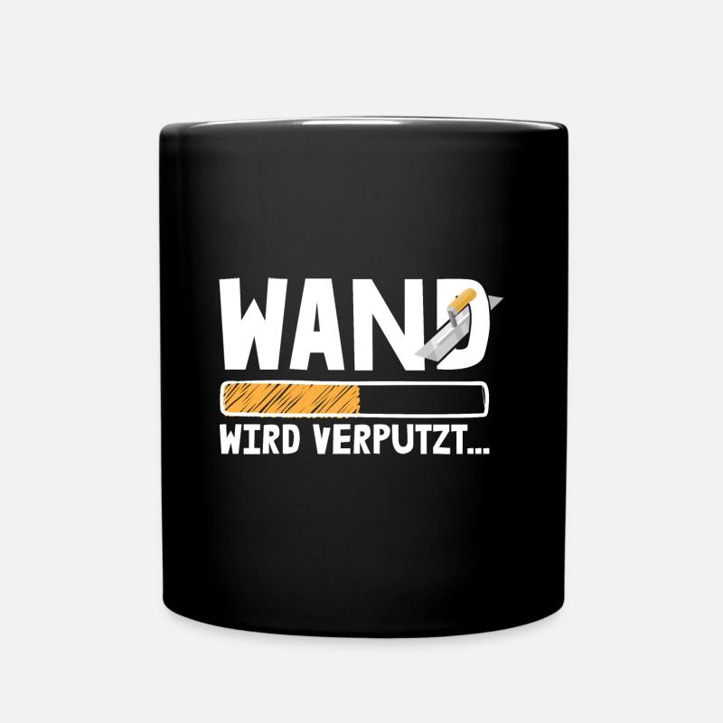 Stuckateur Wand verputzen Verputzer - Tasse einfarbig - Schwarz